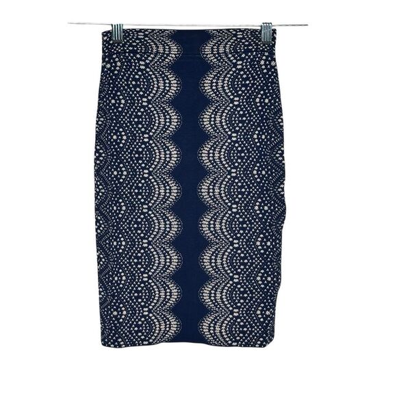 BCBG Alonya Navy Blue Peplum Top Knit Skirt Set |XS - Picture 4 of 7